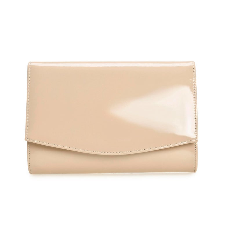 CHARMING TAILOR Patent Leather Flap Clutch for Women Classic Elegant Evening Bag Chic Dress Purse (Nude) - Image 2